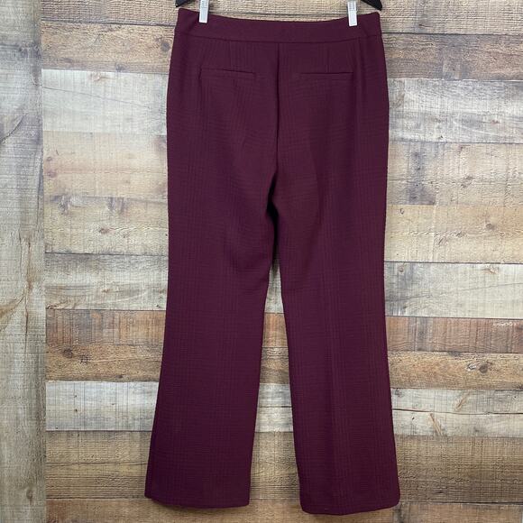 Trina Turk Textured Wide Leg Trousers Pants High Waist Maroon Size 12 - Picture 6 of 9